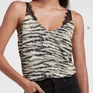 Express Zebra Print Camisole with Lace Trim